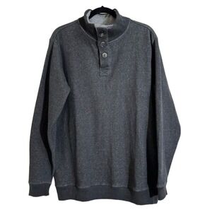 Covington Men's Gray Washed Mock Neck 3 Button Pullover Sweatshirt Size Large